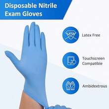 100pcs Heavy Duty Nitrile Disposable Gloves, Powder-Free Latex-Free Work Gloves For Mechanics, Automotive Repair, Food Prep, BBQ, Cleaning, Hair Dye, Beauty Salon, Tattoo, Household Tasks & Everyday Use, Blue/Black - Blue - View 4