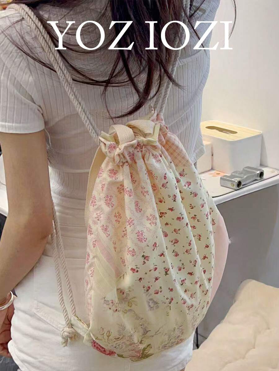 简约碎花可折叠轻便休闲背包，适合日常通勤，韩日风格 - 彩色 - 查看 1