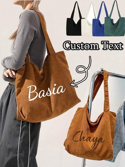 Chiếc túi tote bằng vải nhung kẻ này có thiết kế tối giản và thời trang, đa năng, có thể xách tay hoặc đeo vai. Túi có dung tích lớn, là lựa chọn lý tưởng cho phụ nữ khi đi làm hàng ngày, du lịch, mua sắm và các dịp khác. Đây cũng là món quà tuyệt vời dành cho bạn gái của bạn. Có thể thêu tên theo yêu cầu. Đây là món quà hoàn hảo cho Giáng sinh, Ngày Valentine, Năm mới và các ngày lễ khác.