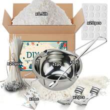 Candle Making Kit Supplies, Including Double Boiler Pot Set, Candle Wicks, Wick Stickers, Wick Holders, Soy Wax And Spoon - Multicolor - View 14