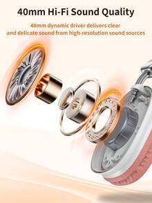 Tagry Auriculares inalámbricos Bluetooth con micrófono, plegables y portátiles, estéreo HiFi, almohadillas de espuma viscoelástica - Rosa - Ver 8