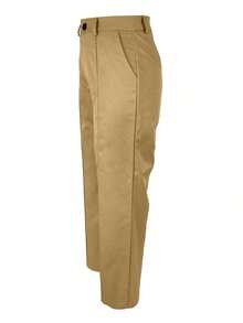 Solid Color Zipper Pocket Button Waistless Elegant Fashion Versatile Suit Pants For Commuting - 卡其色 - 查看 8