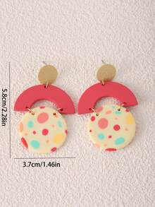 一对手工波点几何树脂吊坠耳环，适合日常、派对、旅行等各种场合佩戴。 - 彩色 - 查看 6