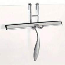 1个多功能不锈钢刮水器，带硅胶刮片和人体工学手柄 - 防锈，适用于浴室、厨房和汽车窗户清洁 - 配有挂钩，可用于淋浴房门、窗户、镜子、汽车车窗等 | 现代简约设计 | 不锈钢刮水器 - 彩色 - 查看 8