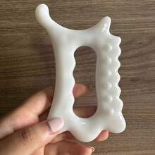 1PC Ceramic-Like Acrylic Thumb Scraper, Gua Sha Serrated Wave Board, Large Size, Deep Fascia, Facial Line Lifting, Acupoint Reflexology Massage - Porcelain White - View 7