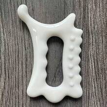 1PC Ceramic-Like Acrylic Thumb Scraper, Gua Sha Serrated Wave Board, Large Size, Deep Fascia, Facial Line Lifting, Acupoint Reflexology Massage - Porcelain White - View 6