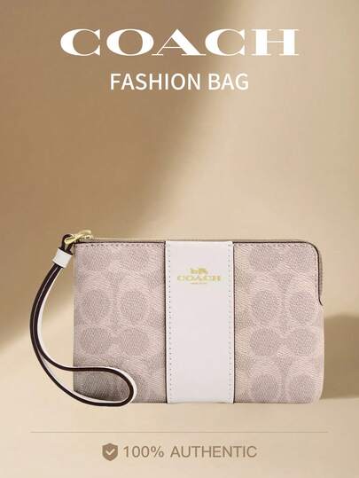 Coach Women's Classic Letter Pattern PVC Wallet Wristlet Clutch, Small Size, With Zipper