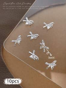 10/100/500pcs 3D Silver Bow Heart Nail Art Decorations, Korean Style Metal Bow, Star, Moon Nail Jewelry, Y2K Punk Nail Gems, DIY For Acrylic Nail Stickers, Phone Cases, Shoes, Clothes, Bags Nails Nail Supplies Nail Charms - Multicolor - View 17