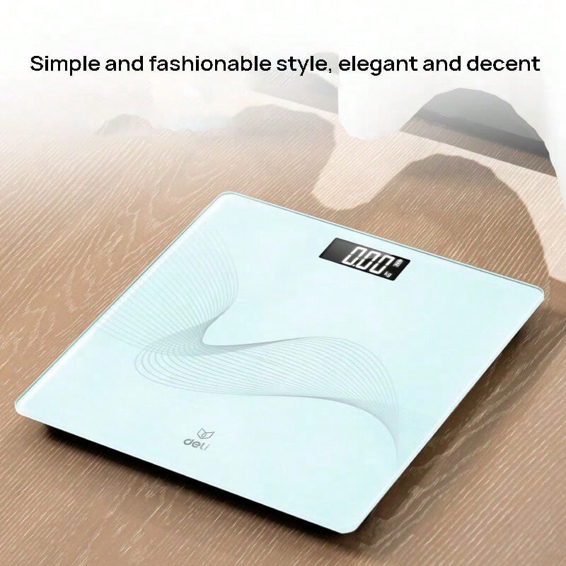 DELI LE603 Weight Scale: LCD High-Definition Backlit Digital Display For Accurate Weight Monitoring; 5mm Thick Tempered Glass; Anti-Slip Feet To Prevent Tipping. - Mint Green - View 1