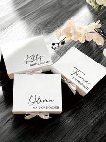 1个定制姓名礼盒，个性化新娘派对采购礼品盒，定制双线礼盒，个性化礼盒盖，磁吸式定制礼盒盖和丝带礼品，磁吸式空礼盒，定制礼盒，旅行收纳盒 - 彩色 - 查看 3