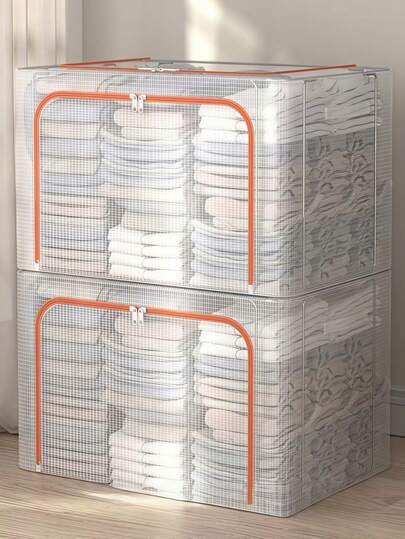 1个大容量被子收纳袋，PVC材质，带拉链，可折叠，容量大，适合收纳衣物、毯子、床上用品 - 结实耐用的提手，非常适合衣柜、卧室、宿舍收纳，也可用于收纳玩具、换季衣物、家居用品。