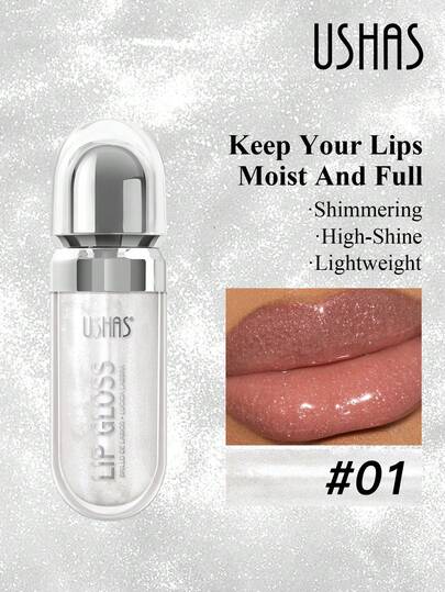  USHAS Shimmery Pearl Gloss Lip Gloss, Nourishing & Smooth Texture Mirror Finish Lip Tint, Long-Lasting & Easy To Apply, Quick-Drying & Non-Sticky, Sparkling Liquid Lipstick, Suitable For Party, Holiday And Daily Makeup, Christmas, Valentine's Day Gift