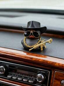 Cool Duck With Sunglasses & Gold Chain Car Dashboard Decor - Adorable Car Accessory For Women, Funny Animal Figurine With Toy Accessory For Car Interior,  Car Decor For Center Console, Cute Gift Idea And Car Essential Accessory - A - Xem 1