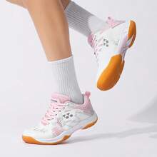 Zapatos profesionales de bádminton de unicolor unisex, ligeros y duraderos, adecuados para deportes interiores y exteriores, con función de absorción de impactos y antideslizante, también adecuados para tenis de mesa - Rosa Pálido - Ver 8