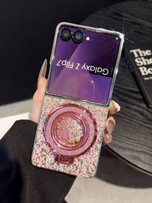 1pc Electroplated Rhinestone Glitter Liquid Quicksand Phone Case, Suitable For Samsung Galaxy Z Flip7, Galaxy Z Flip6, Galaxy Z Flip5, Compatible With Galaxy Z Flip7 FE, Galaxy Z Fold7, Z Fold6, Z Fold5, Z Fold4 - Multicolor - View 13