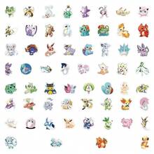 pokemon 100/60张全新宠物宝可梦涂鸦贴纸，防水贴纸，可用于装饰笔记本、拉杆箱、皮卡丘、宝可梦手机壳、手册等，款式随机发货 - 彩色 - 查看 9
