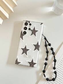 1pc Transparent Holographic Leopard Print & Star Painted Thick Shockproof Phone Case With Beaded Bracelet Accessory, Compatible With Samsung Galaxy S26/S26 PLUS/S26 Ultra, S25/S25 PLUS/S25 Ultra, A17, A07, A16, A36, A26, A56, A50, A12, A32, A52, A72, A51, A21S, A13, A14, S24/S24 PLUS/S24 Ultra, S22, A52, A53, A54, A55, S23, 11/12 Pro/12/12X/13 Pro/14 Pro/15 Pro, Redmi 10/9/Note 9/12C/Note 11 Pro/Note 8 Pro - Multicolor - View 5