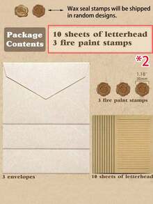 Vintage Schreibwaren-Set, Leinen-Muster Umschläge, Schreibwaren-Set, Retro Liebesbriefe, individualisierte chinesische Kraftpapier-Einladungen, Postkarten, Wachsversiegelte Umschläge, geeignet für die Herstellung von Einladungen, Dankeskarten, Liebesbriefen und Korrespondenz. - Verschiedenfarbig - Übersicht 16