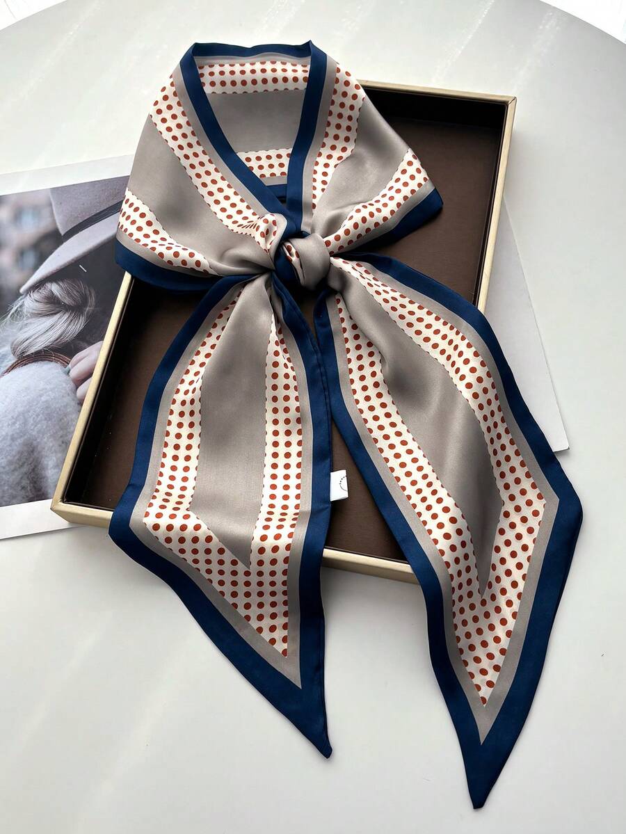1 chiếc khăn lụa nhỏ chấm bi thời trang dành cho nữ, khăn quàng cổ trang trí, dây buộc tóc, băng đô. - Nhiều màu - Xem 1