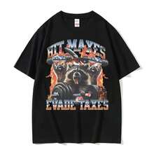 Una camiseta de fitness gráfica de meme de alta calidad para hombres y mujeres en verano, ropa de calle casual y a la moda, camiseta de algodón puro. - Negro - Ver 1