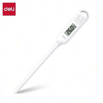 DELI LE553 Electronic Thermometer: Features Include A Direct-Insertion Probe For Rapid Temperature Measurement, Stable Reading With Locked Value, A Clear And Easy-To-Read Large Screen, And Intelligent Automatic Sleep Mode. Convenient And Practical For Everyday Temperature Measurement In The Home And Kitchen.