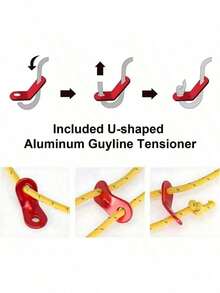 4 PCS Night Reflective Rope Tent Windproof Rope, High-Strength Lightweight Aluminum Wire Adjuster, Windproof Rope Buckle, Suitable For Securing Waterproof Fabric, Camping Tents, And Outdoor Packaging. 4-Meter Long Camping Rope. - Multicolor - View 6