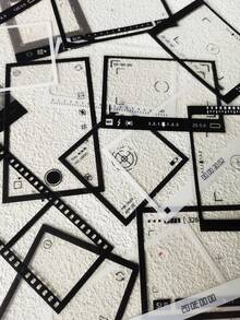 1pack/20pcs Black & White Film Photography Frame Diy Stickers Back To School Scrapbook Supplies Funny Stickers Scrapbooking Supplies Kindle - Multicolor - View 2
