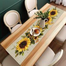 1pcs, Pastoral Style Sunflower Table Runner, Warm Home Decor, High-Quality Table Cloth/Coffee Table Cloth, Fresh And Natural Style, Suitable For Living Room And Bedroom Decoration, Artistic Print, Durable Material, Suitable For All Seasons. - Nhiều màu - Xem 7