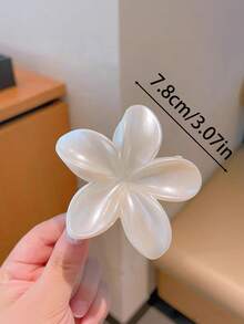 6个/3个/1个 7.8厘米/3.07英寸 花朵珍珠白哑光轻质塑料发夹，时尚百搭高端优雅简约纯色发爪，适合日常外出、休闲、派对、通勤、度假、扎马尾辫、盘发、洗脸、化妆、服装配饰 - 白色 - 查看 2