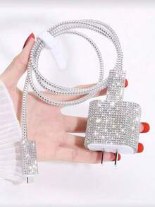 5pcs Rhinestone Data Cable Protector & Charger Head Cover Set Charger Protector,Valentine's Day Gifts, Ramadan Accessory Small Gifts - Multicolor - View 1