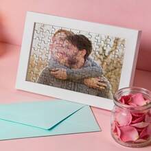 Personalized Wooden Puzzle, Personalized Photo Portrait Puzzle, Birthday Gift, Customized Puzzle Souvenir For Special Occasions, Couple Portrait Puzzle, Travel Photo Puzzle, Anniversary Custom Photo Puzzle, Graduation Class Photo Puzzle, Family Gathering Custom Puzzle, Holiday Custom Puzzle Gift, Wooden Creative DIY Gift, Couple, Parent-Child, Family Memorial Birthday Gift, Room Decor - Black - View 6