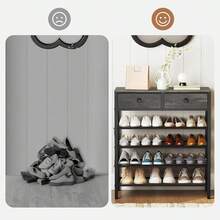 Estantes plegables para zapatos - Carbono + Negro - Ver 6