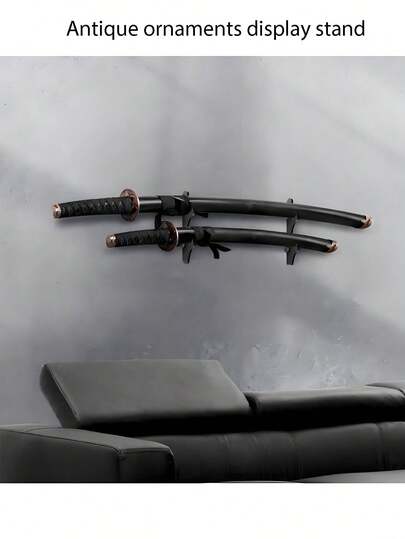 1 set Présentoir de sabre samouraï japonais haut de gamme, support décoratif, vitrine de collection, support d'affichage DIY, montage mural pour salle de bain/cuisine, peut accueillir 1-2 sabres, conception robuste, idéal pour la décoration d'intérieur et les collectionneurs de sabres, support à épée en bois monté au mur avec largeur réglable