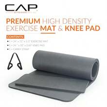 CAP Barbell - Alfombrilla de yoga de alta densidad de 1/2 pulgada con correa múltiples opciones - Gris - Ver 2