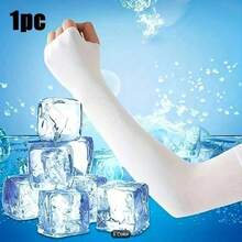 Summer Essential! Ice Silk UV Protection Sleeves - SPF50+ Breathable Arm Covers For Cycling, Driving & Outdoor Styling, A Must-Have For Sun-Lovers!Ice Silk Sunscreen Arm Sleeves, UPF 50+ UV Protection, Breathable Nylon Arm Covers For Outdoor Cycling And Sports - White - View 1