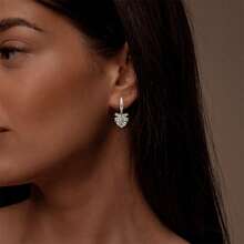 925 Sterling Silver Earrings, Fashionable Cubic Zirconia Butterfly Hoop Earrings, Classic Everyday Wear Earrings, Birthday Gift - Silver - View 4