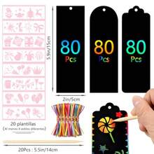 CYPN240 Pcs Arte Para Rascar Magic Scratch Art Paper Separador Papel de Rascar Arcoíris con 20 Plantillas de Dibujo Libros para Colorear Premios Escolares Juguetes para Fiestas InfantilesFashion - como en la foto - Ver 3