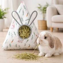 Rabbit Hay Bag, Hamster Guinea Pig Food Bag, Hanging Single Hole Feeding Bag For Small Pets - White - View 2