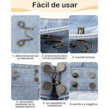 CYPN8 Botones Ajustables Para Jeans Conjunto de 4 Estilos en Metal Dorado Plateado Negro y Bronce Solucion para Ajustar Pantalones y Faldas Sin Costura Ideal para Viajes y Cambios de PesoFashion - Oro plata arma bronce - Ver 5
