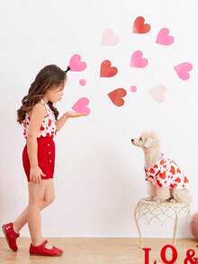 1件宠物狗/猫衣服，红色爱心印花可爱衬衫，适合情人节，适合小型、中型、大型犬种，例如贵宾犬、边境牧羊犬等。 - 紅白色 - 查看 7