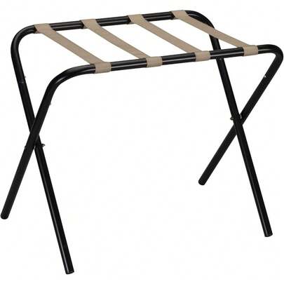 CYPNHousehold Essentials Luggage Rack Black Frame with Khaki StrapsFashion