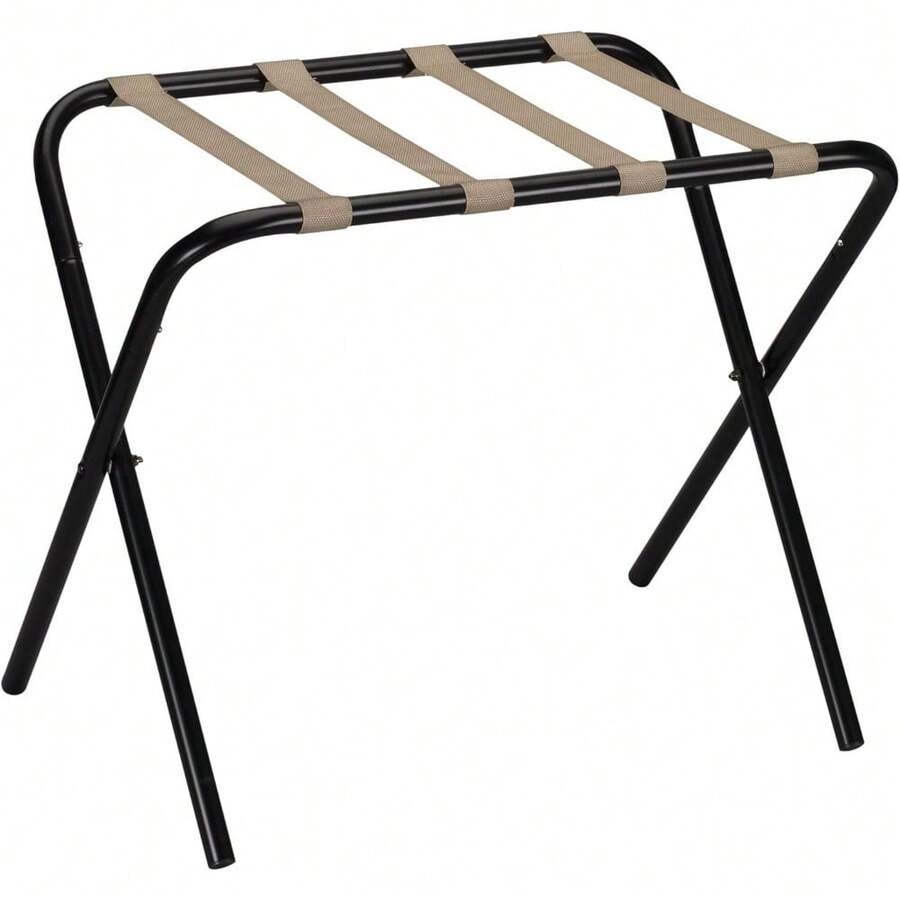 CYPNHousehold Essentials Luggage Rack Black Frame with Khaki StrapsFashion - Marco Negro Con Correas Caqui - Ver 1