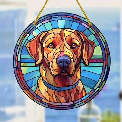 1 st rund akrylskylt, Labrador solfälla, färgad plastfönsterhängare, hundskylt, akrylskylt, hängande ornament, rund skylt, kransdekor, julklapp, 6x6 tum/15x15 cm, fönsterdekor, verandadekor, väggdekor, rumsdekor, heminredningsprodukter