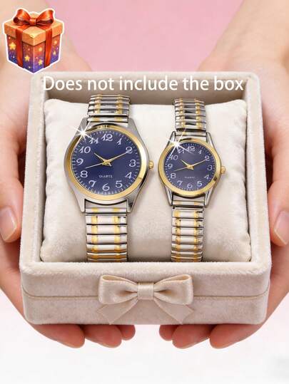 2pcs Couple Quartz Watches, Men & Women Matching Styles, Multiple Colors, Fashionable & Luxurious, Suitable As Birthday, Valentine's Day, Thanksgiving Gift (No Gift Box)
