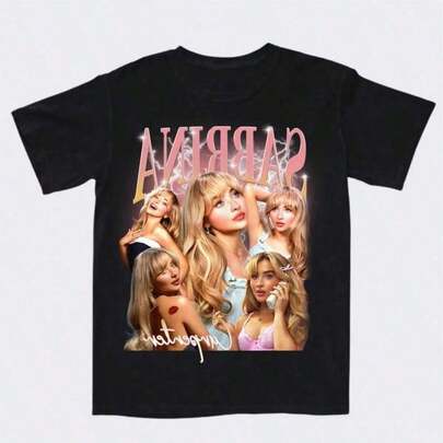 Camiseta impresa del álbum de Sabrinas Carpenters para hombres y mujeres, camisetas de algodón de manga corta, tops femeninos de verano, ropa unisex, camiseta de streetwear