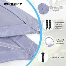 6x6x6m Triangle Sun Shade Sail with D-Rings & Ropes, Heavy-Duty UV Block Shade Cloth for Outdoor Patio Garden Terrace (Gray) - Gris - Ver 4