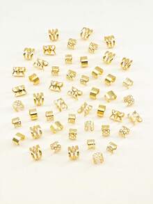 50PCS Golden Dreadlock Beads Locs Accessories, Jewelry For Braids, Adjustable Cuffs Braiding Hair Rings For Girls For Parties And Holidays - Gold - View 4