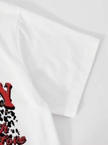 Girls Cartoon Print Knit T-Shirt And Pleated Plaid Skirt Set - Red - View 5