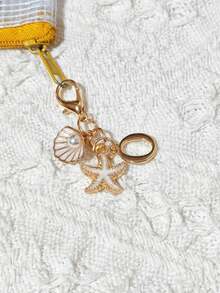 1pc Bohemian Style Gold Letter Keychain With Shell And Starfish Decoration, A-Z Letter Options, Suitable For Holiday And Beach Themes - Multicolor - View 15