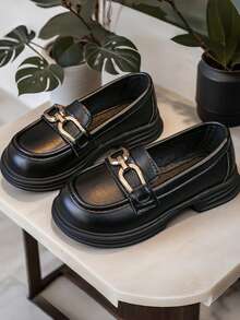 女童平底鞋,时尚舒适休闲百搭乐福鞋,软底圆头宽松平底鞋,学生鞋,公主鞋,秋季款 - 黑色 - 查看 7